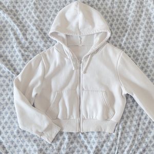 SHEIN White Cropped Zip-Up Hoodie